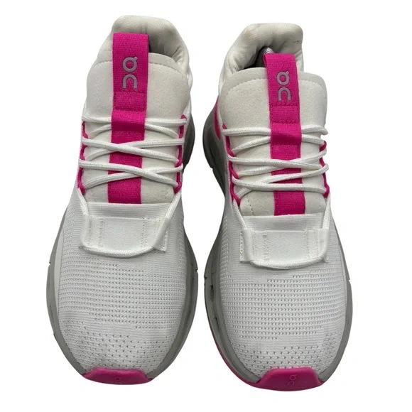 Running shoes White and Pink Sneakers with Streamlined Design Sz 38 - Picture 3 of 13